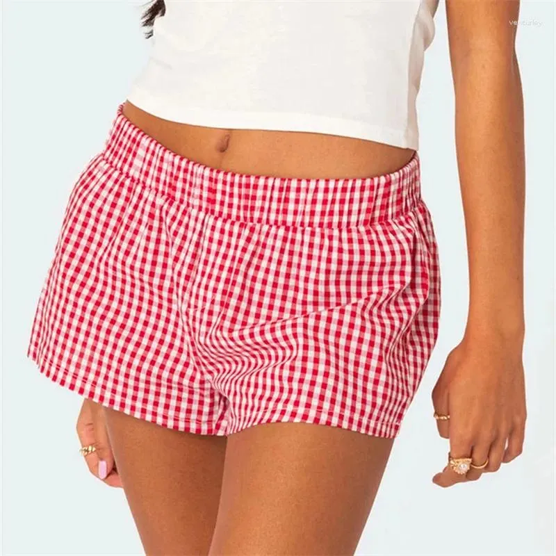 Pantalones de pijama a cuadros de ropa de dormir para mujeres para mujeres Coreano Summer Home Winistpj Bottoms pantalones cortos holgados