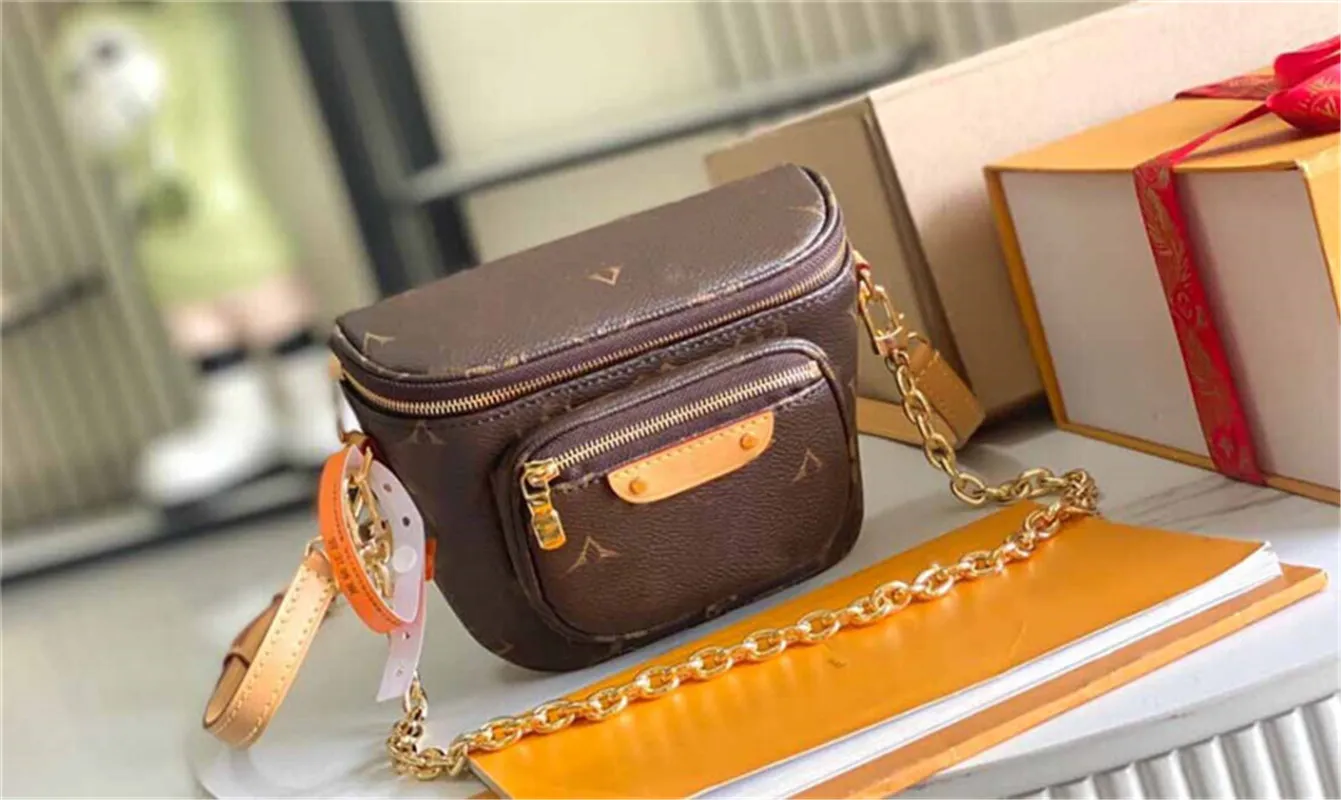 Designer Luxury Mini Bum Bag Bumbag M82335 Brown Canvas Leather Crossbody Shoulder Bag 7a Kvalitet