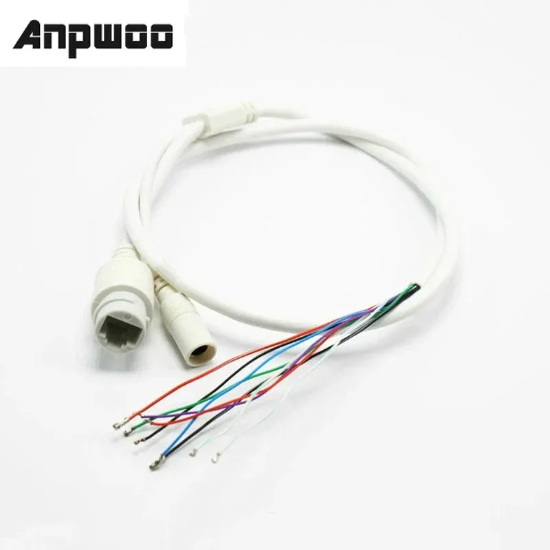 ANPWOO High Quality 9-Pin IP Camera Module Network Cable Pigtail 80cm 1/2/3/6 PoE RJ45 DC12V Power Supply 4In1 Waterproof Kit