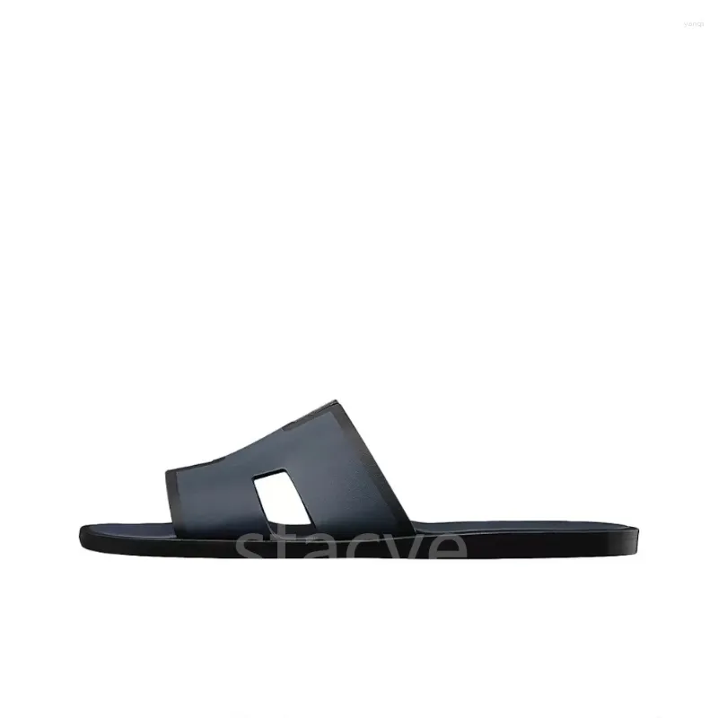 Slippers 38-48 2024 H Neueste Luxus-Herren-Echt Ledersohle Echt Rindsleder-Damen-Sandalen-Hausschuhe