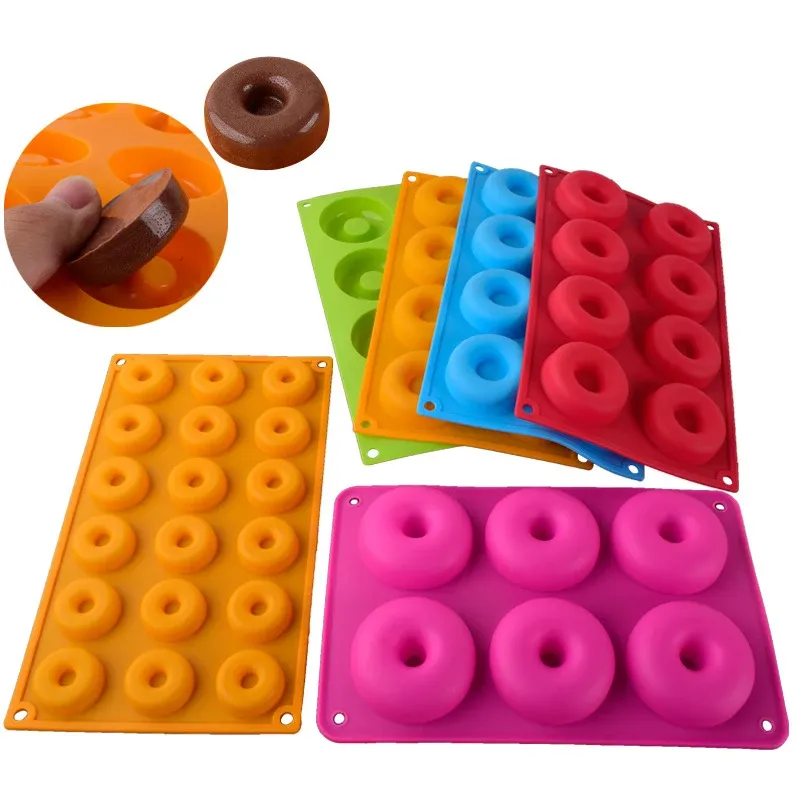 Stampi 6/8 cavità in silicone ciambella stampo cottura panoramica pane stampo pasticceria muffa doncio da forno fai -da -te che producono strumenti per torta