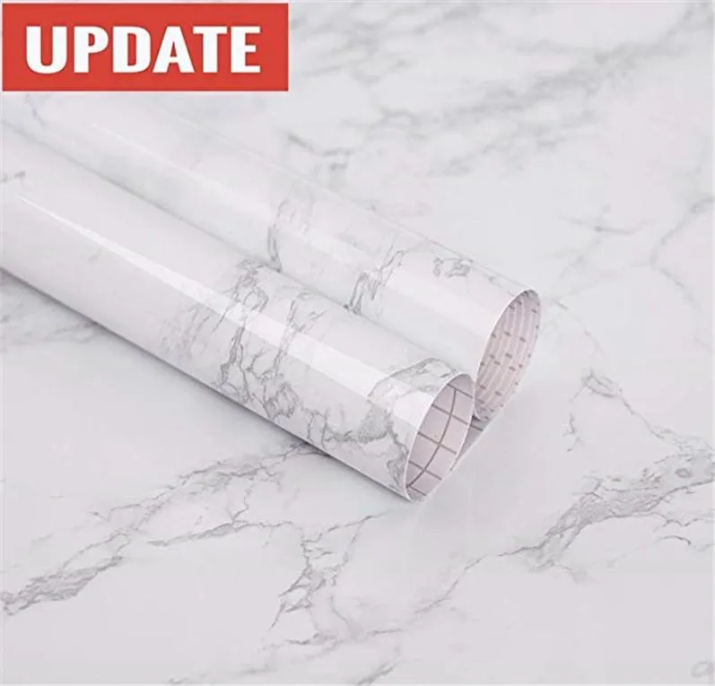 Praktiskt marmor Kontaktpapper Granit Graywhite Roll Kök Bänkskåp Möbler är renoverad tjock vattentät PVC EA9489554