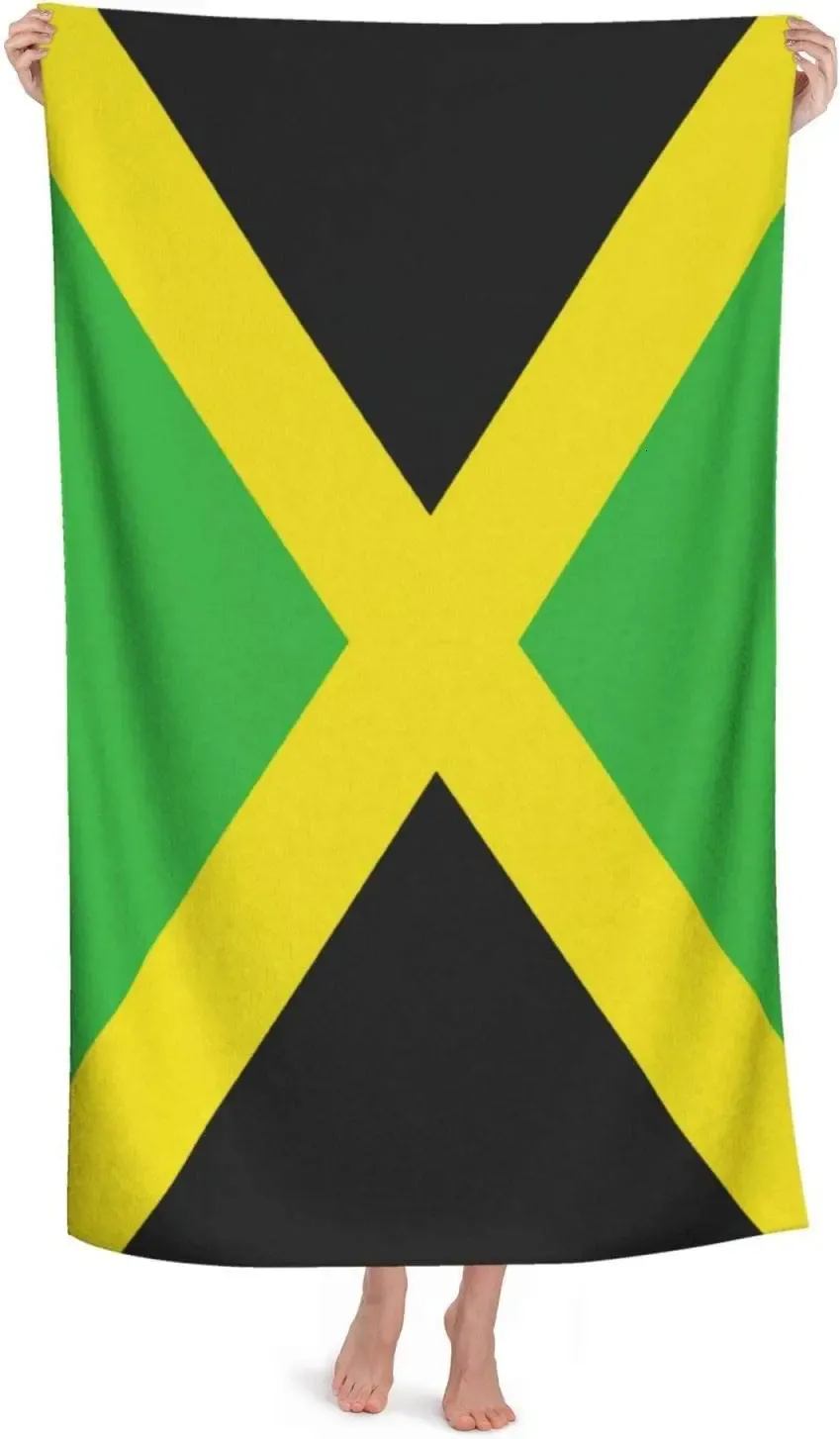 Jamaica Flag Jamaican Beach Handduk för vuxna Absorberande Portable Lightweight Filt Handdukar Mjuka badhanddukar för Beach Gym Travel 240415