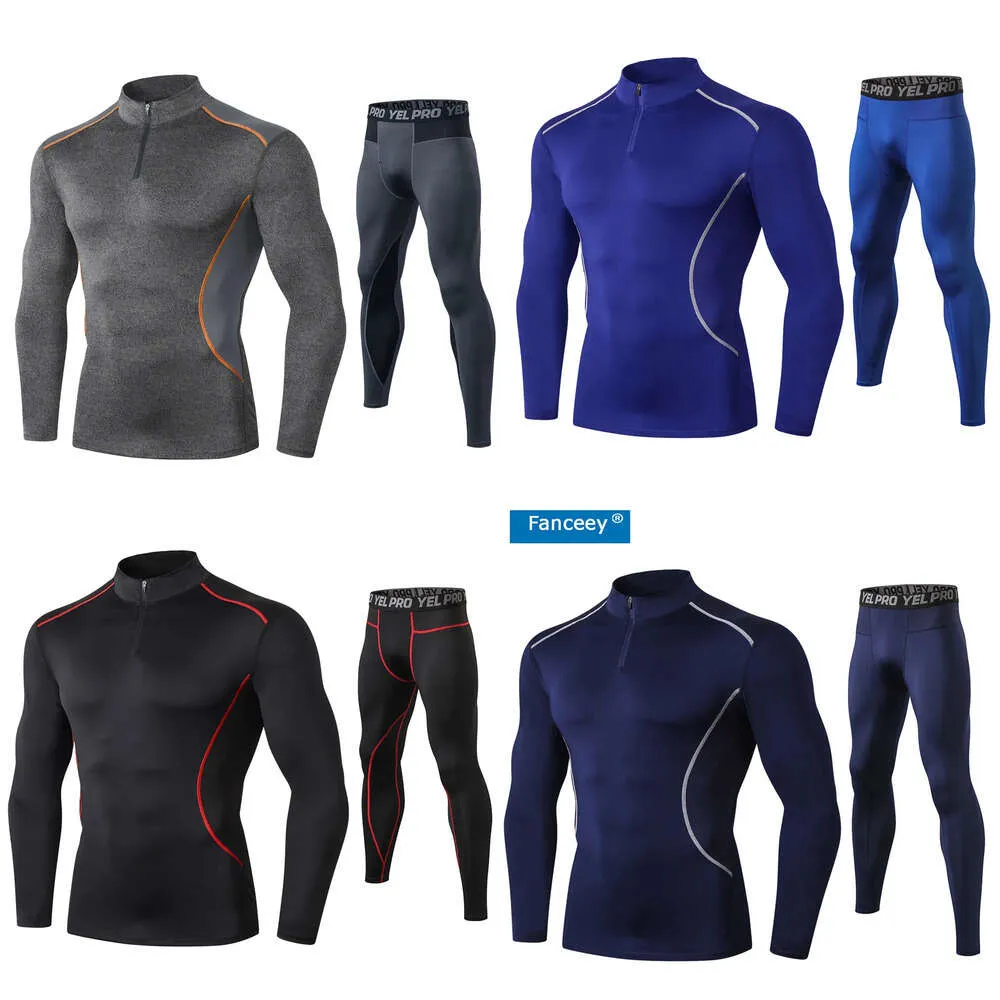 High Fanceey Kołnierz Winter Thermo Men Long Johns Thermal Clothing Kit Rashgard Kit Sport Compression Biecids 201106