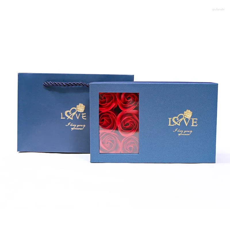 Joyas bolsas de jabón cajas de regalo de papel de flores eternas paquete de San Valentín de cumpleaños no incluido