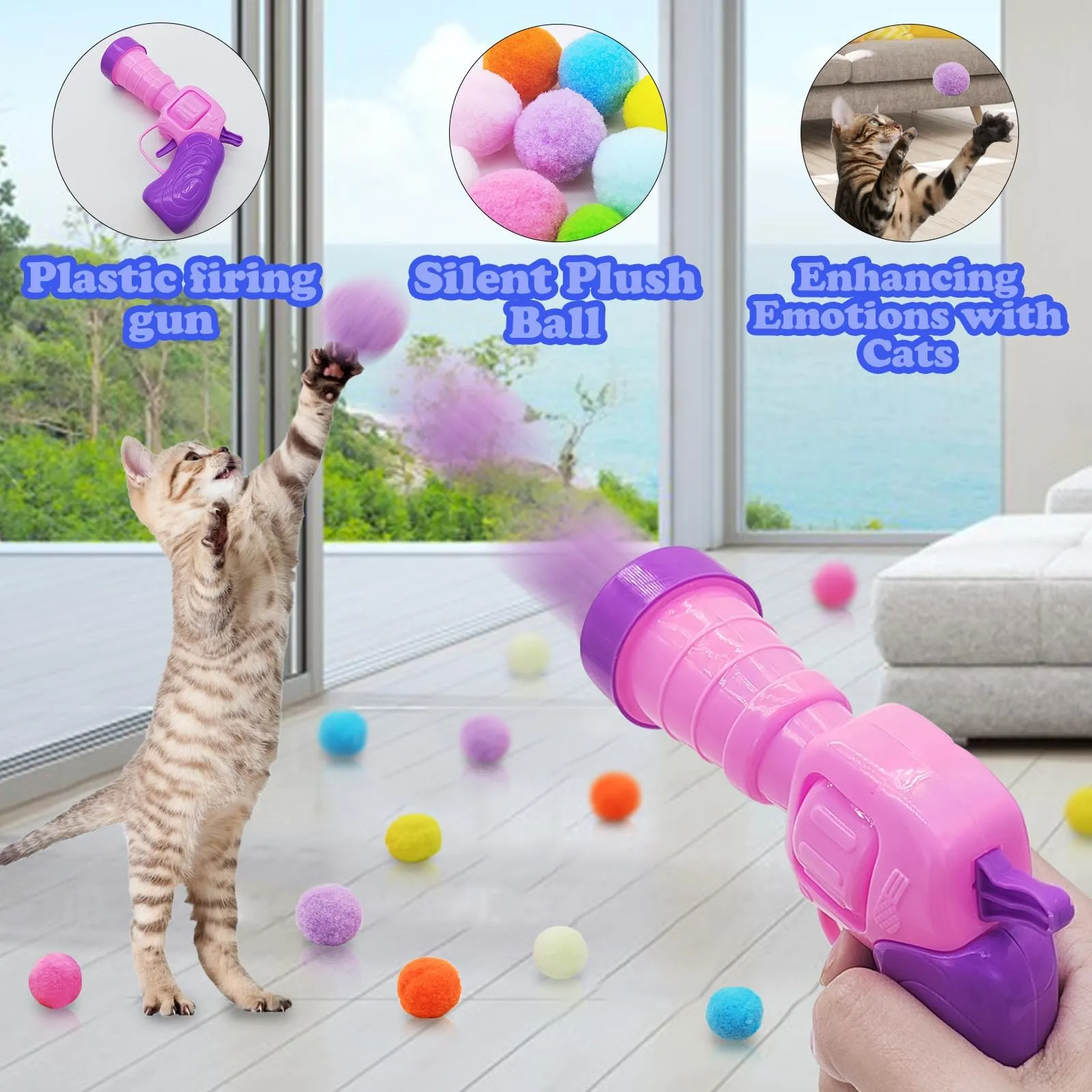 Andiker Cat Ball Launcher with 1.2in Plush Colorful Pom Pom Balls for  Indoor Cats from Dhgate Cat Balls & Chasers - price 4.87