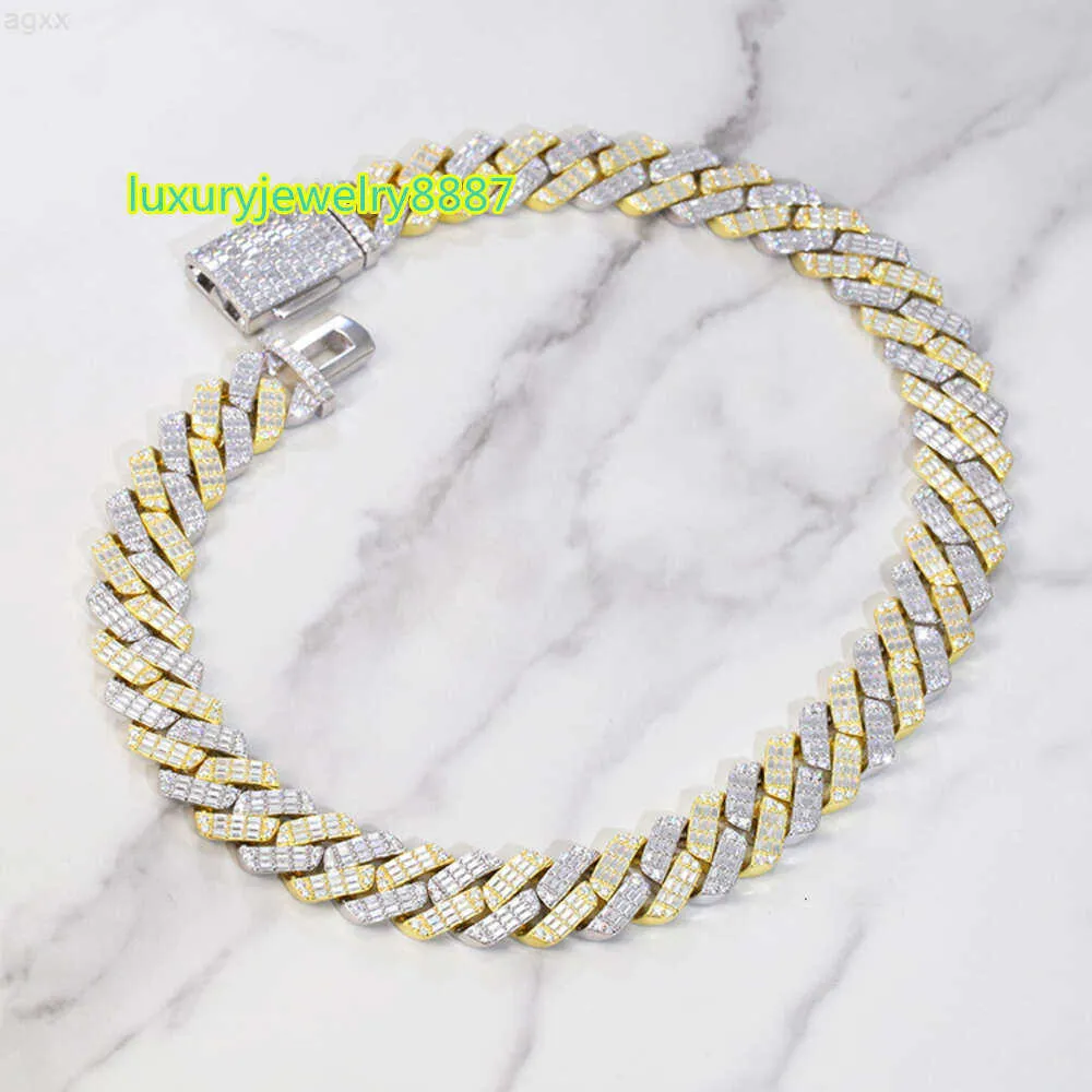 Xinguang Fashion 2 tono giallo e bianco Sterling Silver 925 con moissanite Cuban Link Chain per uomo