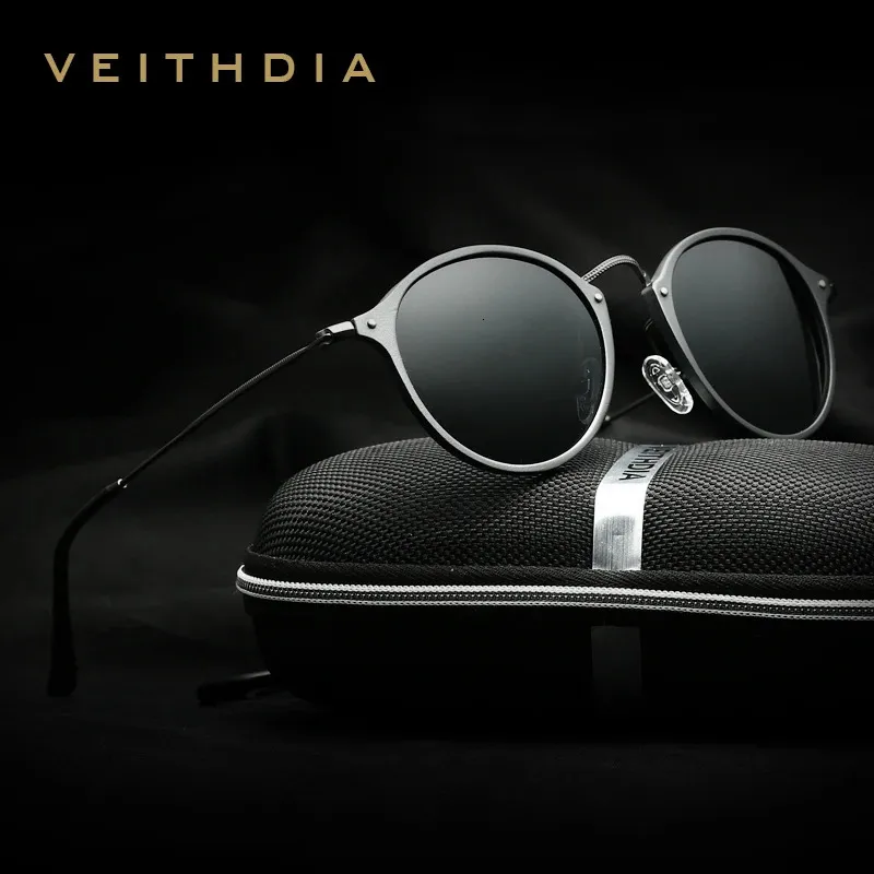 Veithdia Men Solglasögon Fashion Round Unisex Sun Glasögon Polariserad beläggning Mirror Sport som kör manliga glasögon för kvinnor 6358 240323