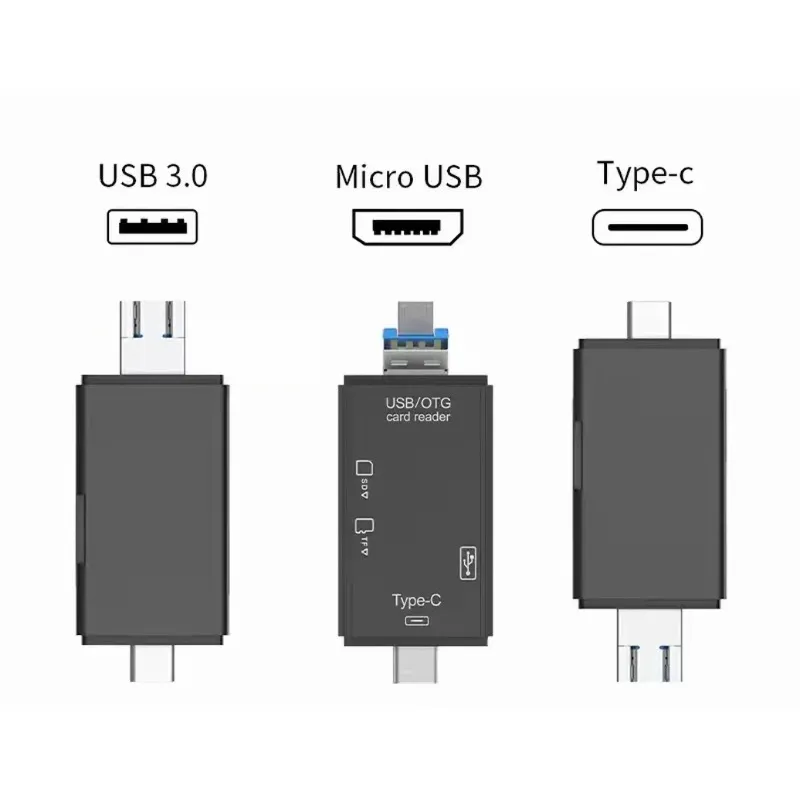 Kortläsare USB 3.0 Typ C till SD Micro TF SD Adapter för bärbara datortillbehör OTG CardReader Smart Memory SD