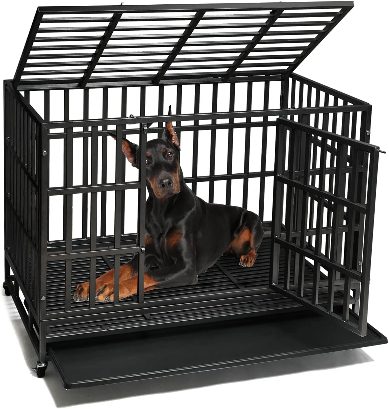 SHUSHIM Heavy Duty Heavy Duty Dog Kennel Crate Cage With Double Doors ... - Pet Safe Heavy Duty Crate Lock Systems