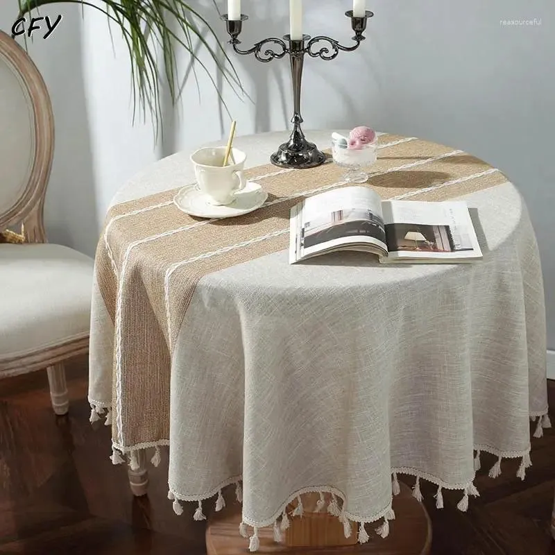 TABLE DIKE AMERIKAANSE STRIPE KATTE LINEN TASSELS RAAT TABELKLEOT Coffee Cover Decora Picnic Mat