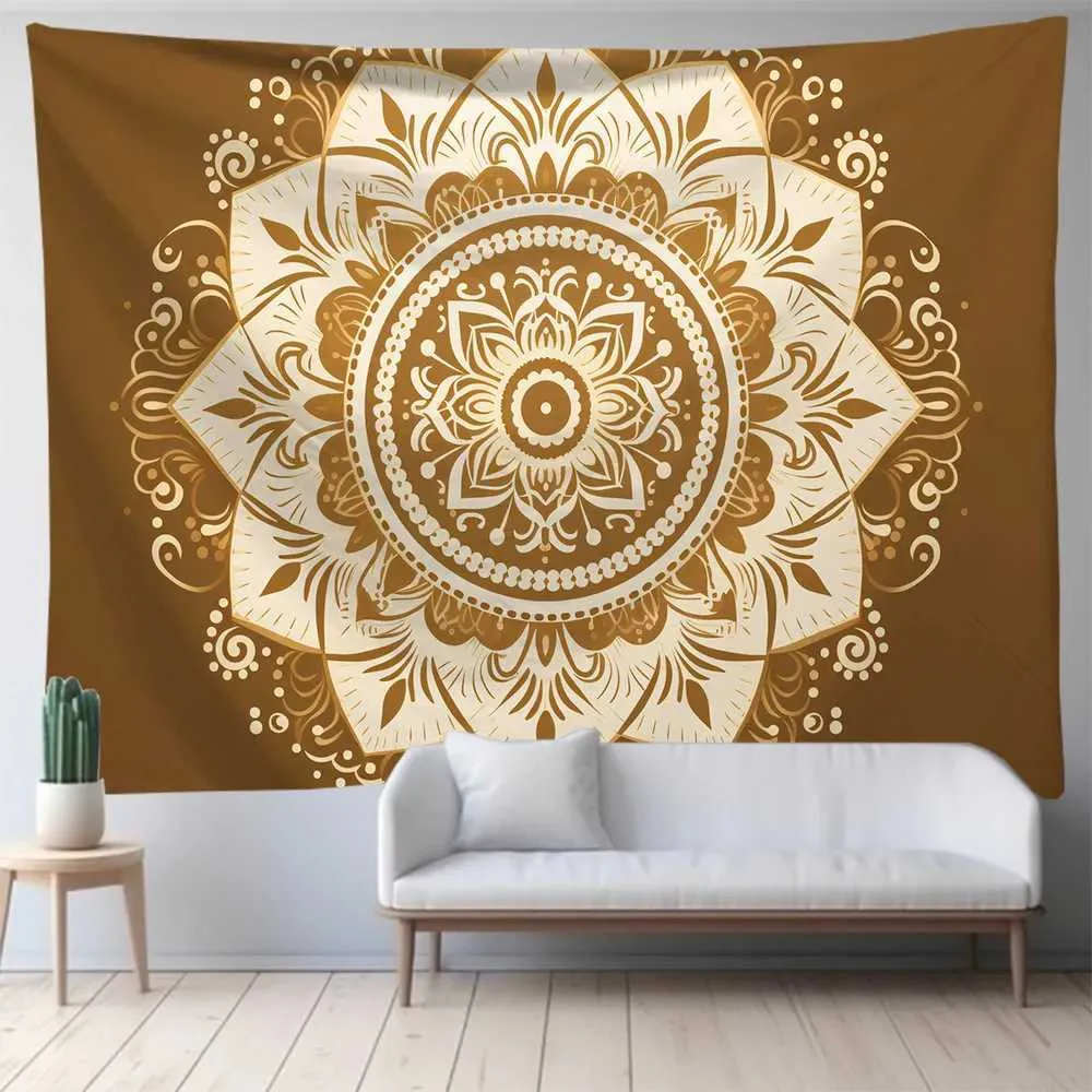 Wandteppiche Wandteppiche Mandala -Serie Hintergrund Tuch Golden Nordic Home Wall Hanging Wohnzimmer Schlafzimmer Dekorative Wandteppiche Anpassung