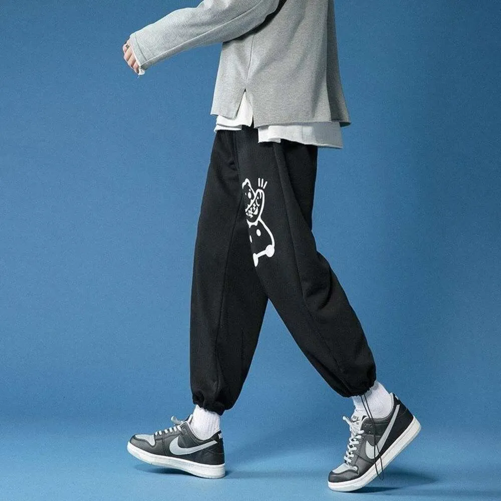 Summer Pants for Male Students, Korean Version of Trendy Men's Casual Pants, Men's Wide Songyuan Style Capris, Hip-hop Sports Pants