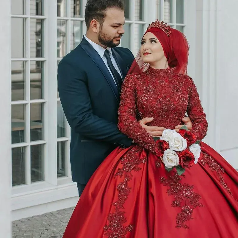muslim red wedding dresses