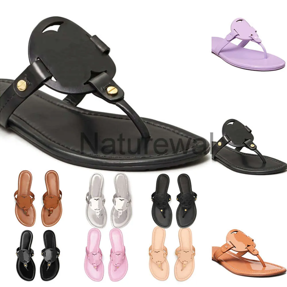 Sandals Sapatos Designer de Dustbag Miller Miller Metallic Snake Comsiveled Leather Slides Slippers Womens Branco Patente Black Patente Amarelo Triplo Pink Flip Flips Tamanho 36-41