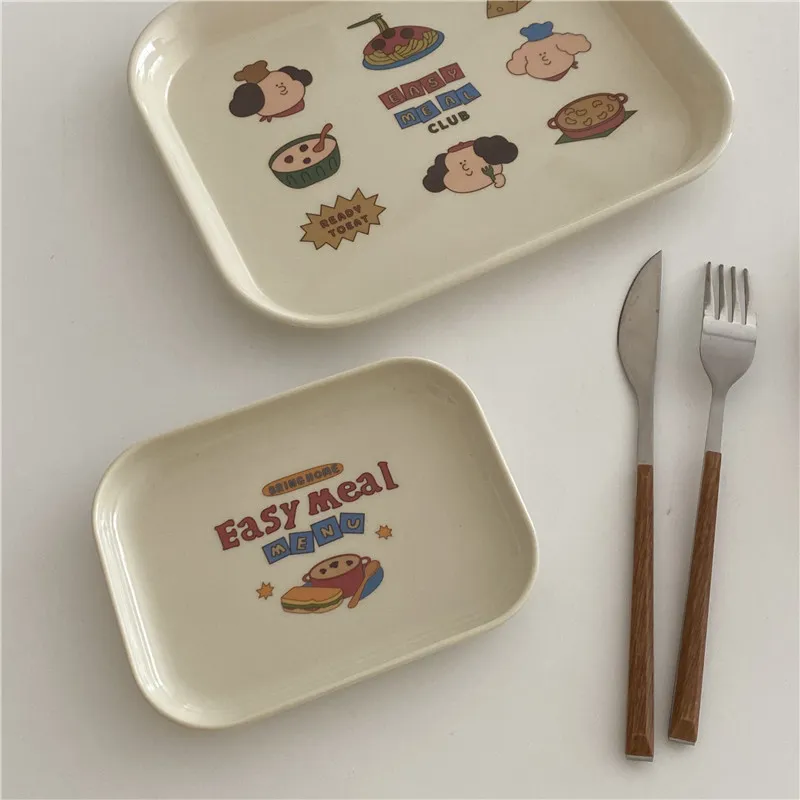 Korea Ins Cute Cartoon Breakfast But Tray Desktop Snack Storage Tray Home Telare Foto Props