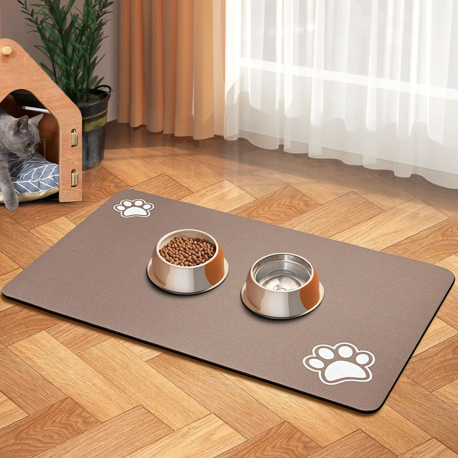 Drying Mat Rubber Mat For Dog Bowls Absorbent Dog Food And Water Bowl Mat  17X28 Quick Dry Pet Feeding Mat For Messy Drinkers, No Stains From Phgate,
