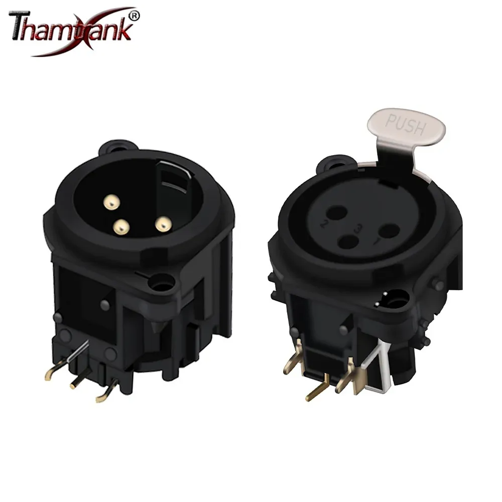 Plugs 100pcs Xlr Connector Black Plastic 3pins Xlr Male/female Jack Socket Panel Mount Type with Push Button Speaker Plug