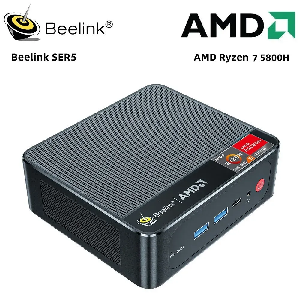 ドライブBeelink Ser5 Plus AMD Ryzen 7 5800H MINI PC WINDOWS 11 WIFI 6E DDR4 16GB 500GB SSD BT5.2 4K 60HzデュアルHD 1000mデスクトップコンピューター