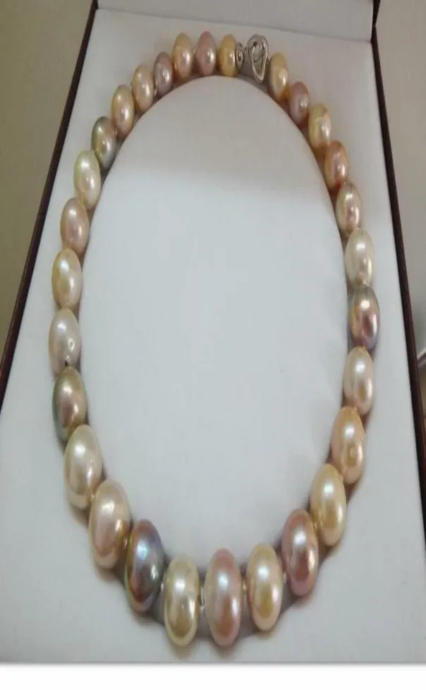Szybka drobna biżuteria perłowa ogromna 18quot1315 mm naturalne morze południowe oryginalne białe złote różowe fioletowe naszyjnik perłowy 52588484