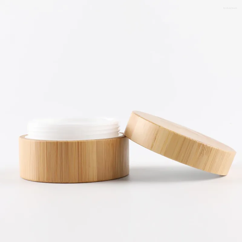 Speicherflaschen hochgradig 50g natürliche Bambusgläser Kosmetische Verpackungs -Gesichtscremesbehälter für Körper/Auge