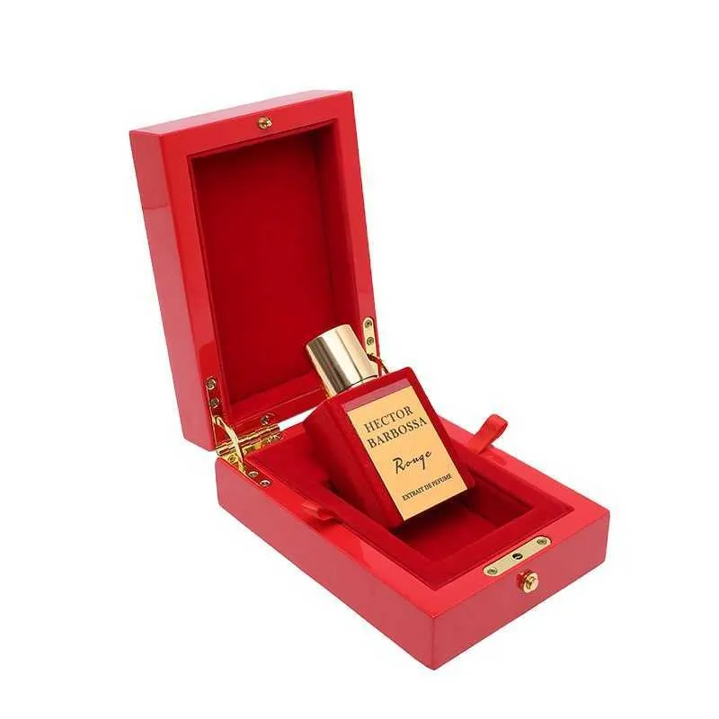 Design personalizzato in oro di lusso ad alta gloss rossi dipinti per pianoforte in legno bottiglia di profumo da 30 ml di imballaggio per profumi in legno vuoto