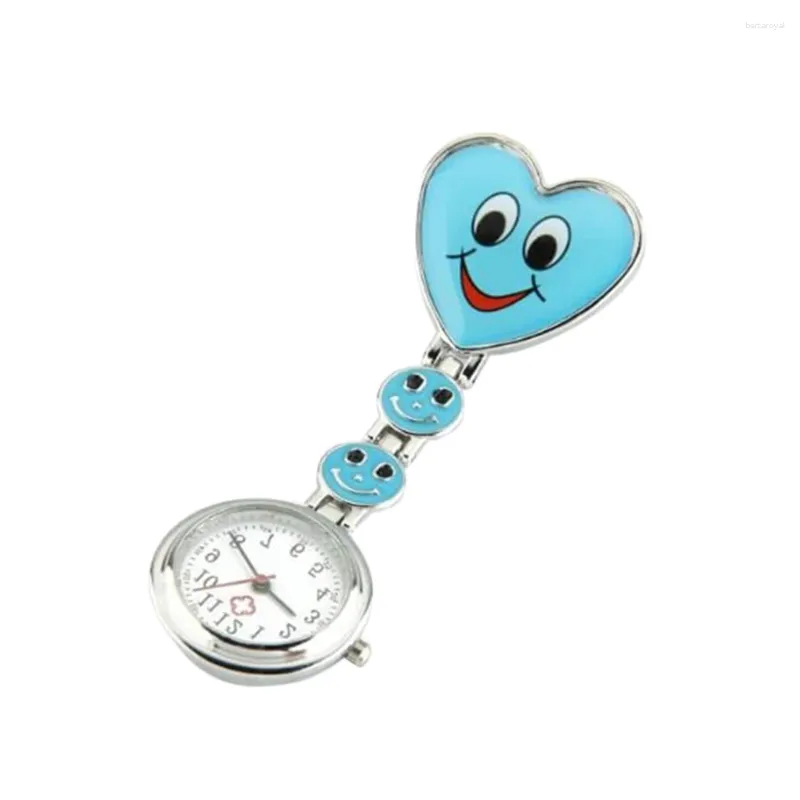 Pocket Watches Smile Heart Shape Watch Classic Round Dia 3 Pekare Kvarts Clip-On-typ