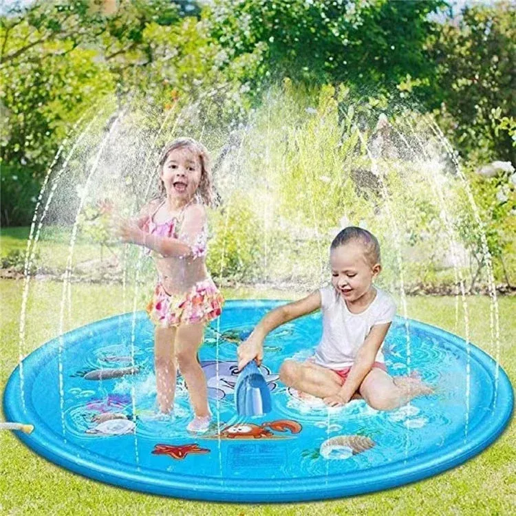 100150200cm Summer Pet Inflatable Swimming Pool Foldable Spray Mat Dogs Kids Outdoor Interactive Fountain Toys 240424