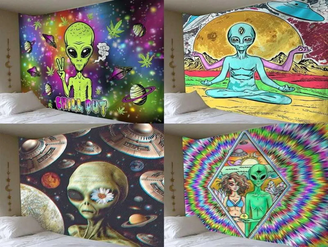 Uzaylı goblen ev dekorasyon psychedelic duvar bezi anime desen halı sanatı 2106087858328