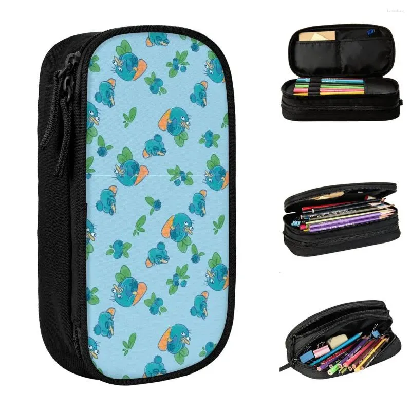 Perry Platypus Cartoon Mönster Pencil Case Pencilcases penna Holder Kids Big Capacity Påsar Skolmaterial Presenter Stationery