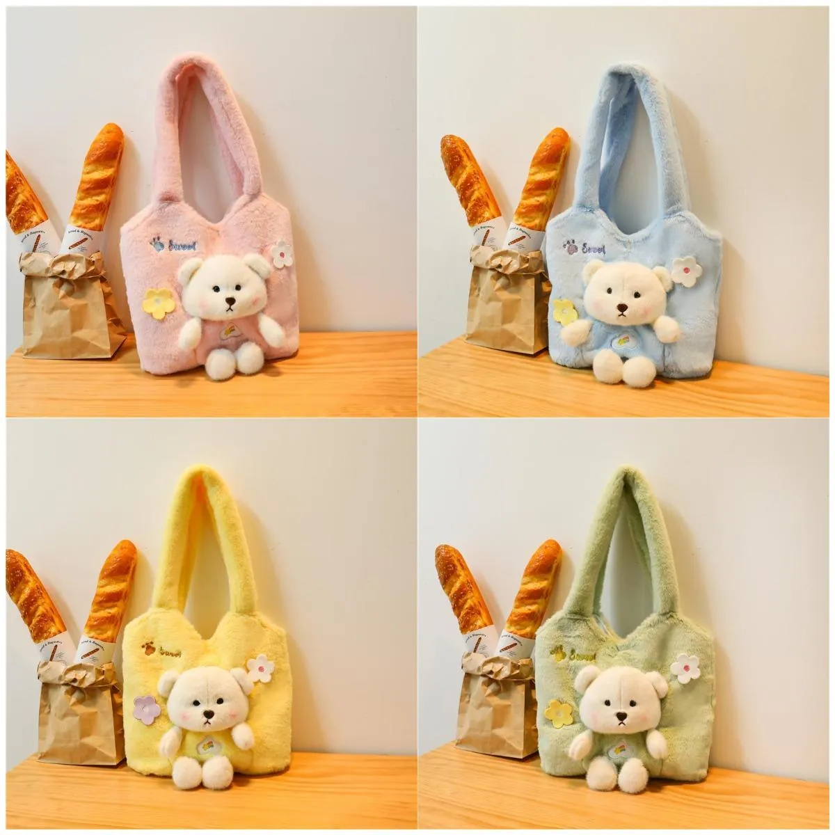 New Little Bear Women's Bag süße Plüschpuppe Handheld großer Kapazität Doll Spielzeug Crossbody Body Birthday Geschenk Großhandel Großhandel