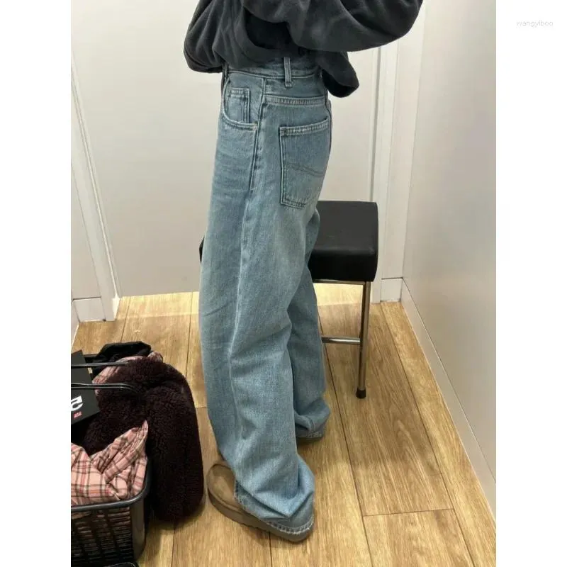 Women's Jeans Zmzbch High Waisted Women Spring Summer Full Length Wide Leg Denim Pants Fashion Y2K Green Blue Loose Trousers