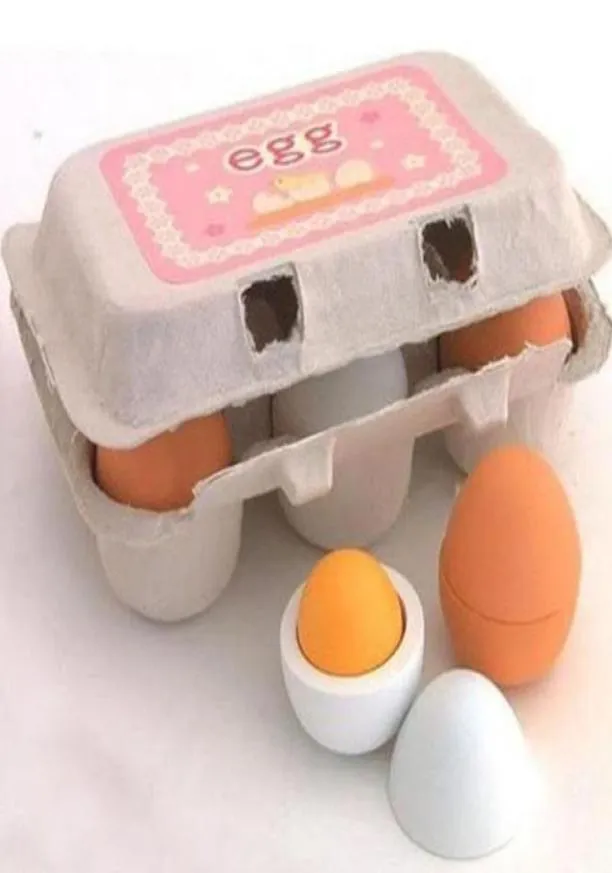 Educational Kid Pretend Play Toy Set Wooden Eggs Yolk Kitchen Cooking New Kitchens Play Food6799958