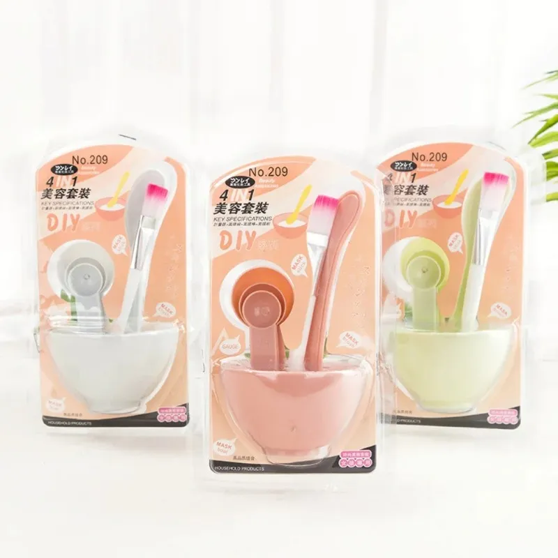 Face Mask Bowl Set 4 en 1 outil de maquillage cosmétique de beauté faciale bricolage avec pinceau à éloge mélangée