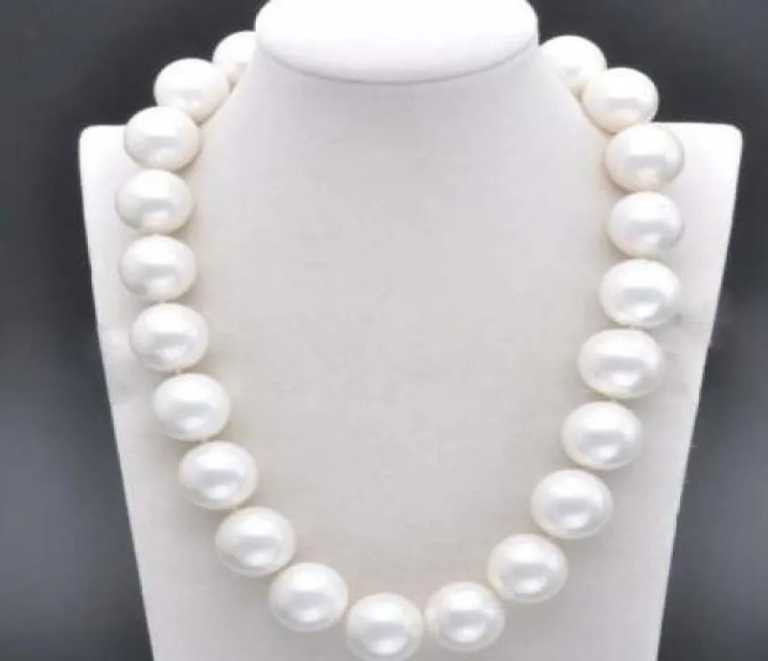 Enorma 20 mm äkta South White Sea Shell Pearl Round Beads Halsband 18quot6511682