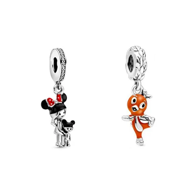 Parks Epcot Flower Garden Little Florida Orange Bird Charm Mather and Child Charms 925 Sterling Silver Fit CitClace Brac2979168