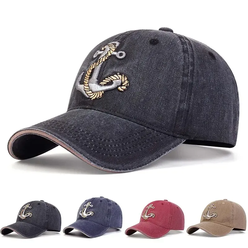 Softball Pirate Hook broderie Wash Baseball Caps de baseball printemps et automne chapeaux décontracté réglables