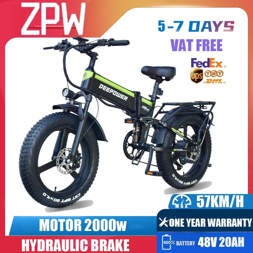 Bicycle ZPW H20PRO Adultos Ebike 1000W 48V 20AH MOOTING MOOTING MONTAY MONTAY MONTAY MOOTING MOTTROCYCLES 20 polegadas Bicicleta elétrica de pneu gordo