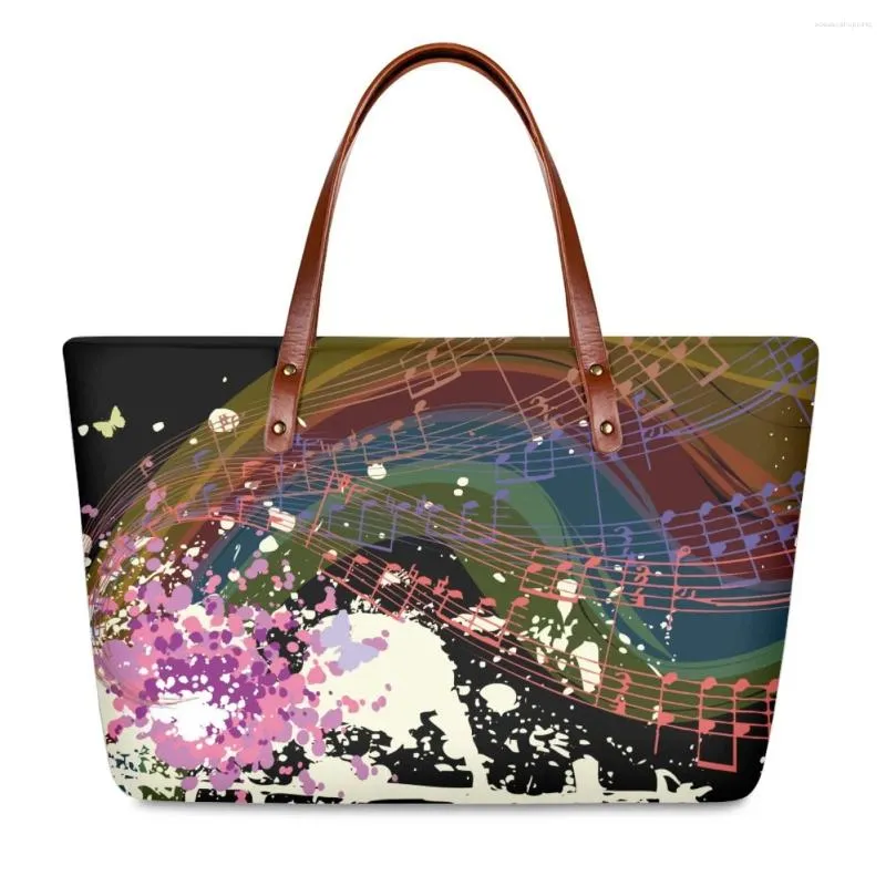 Evening Bags Fashion Art Print Music Note Pattern Shoulder Bag For Women Large Capacity Casual Shopping Handbags Practical Travel Tote