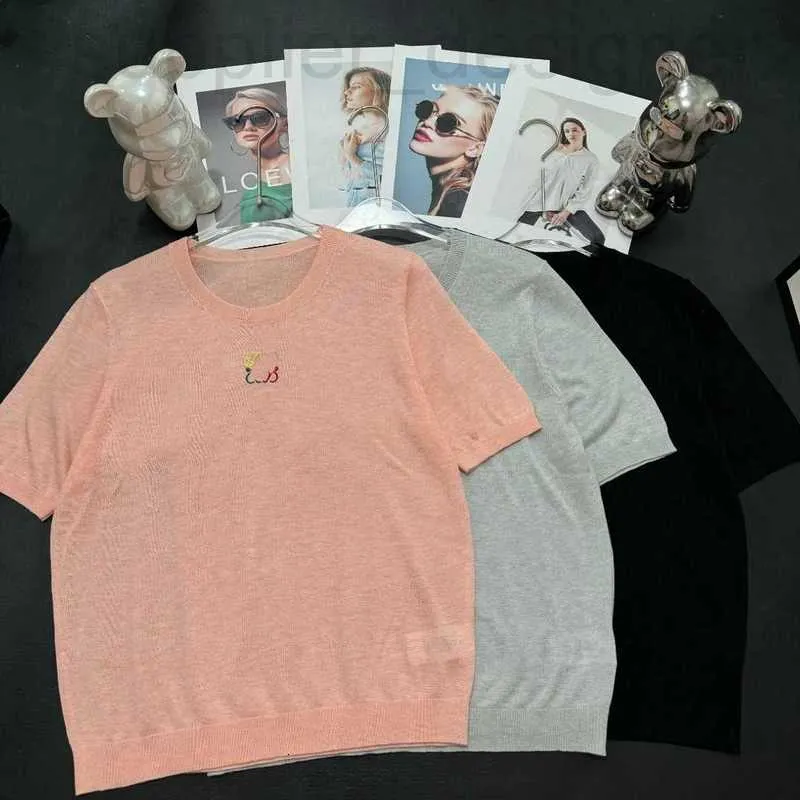 Frauen-T-Shirt-Designer Gaoding Luo Family Academy Style 24 Sommer Neues dünne Wollseide gestickt
