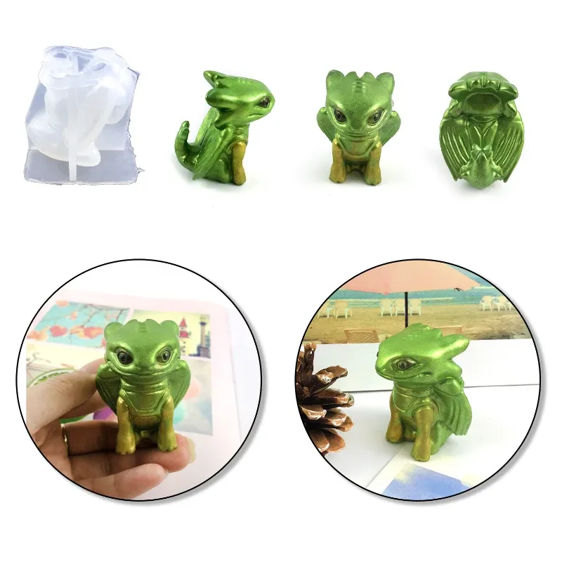 Molds Tandeloze Dragon Silicone Mold voor DIY handgemaakte kaarspleister Soap Soap Epoxy Resin Chocoladedecoratie Gips Ice Baking Mold