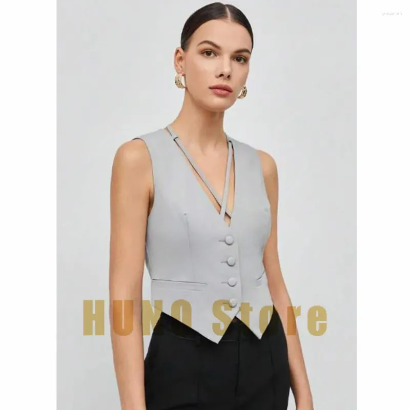 Women's Vests Summer Suit Vest Fashion Design Collar Sleeveless Thin Section Breathable Single-breasted Slim Ladies Casual Commuting