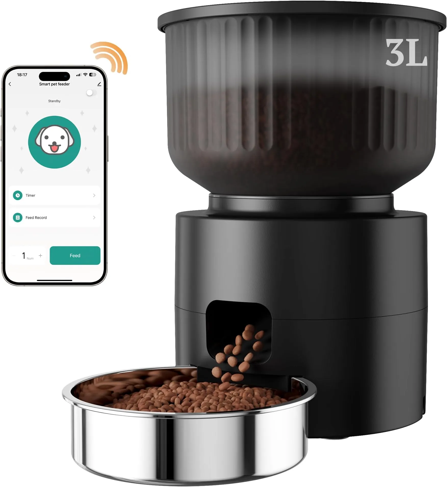 Sandpoy Automatic Cat Feeder, WiFi Cat Feeder With APP Control For