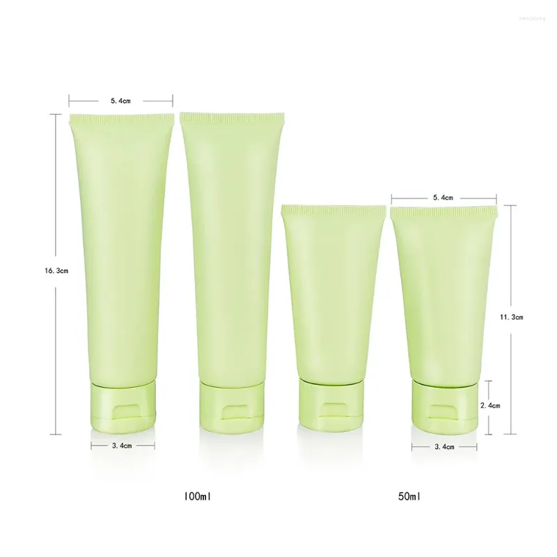 Botellas de almacenamiento 50 g Ligero verde 50 ml Camino facial Camino Camiseta Cosmética Embalaje con goteo