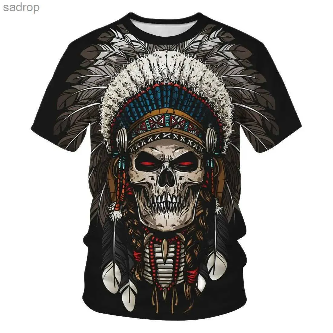 T-shirts masculins t-shirts Indian Tribe Chief Wolf Totem Graphique 3D Imprimé Summer Street Culture Fashion Vintage Round Cou Round T-shirt à manches courtes Topxw