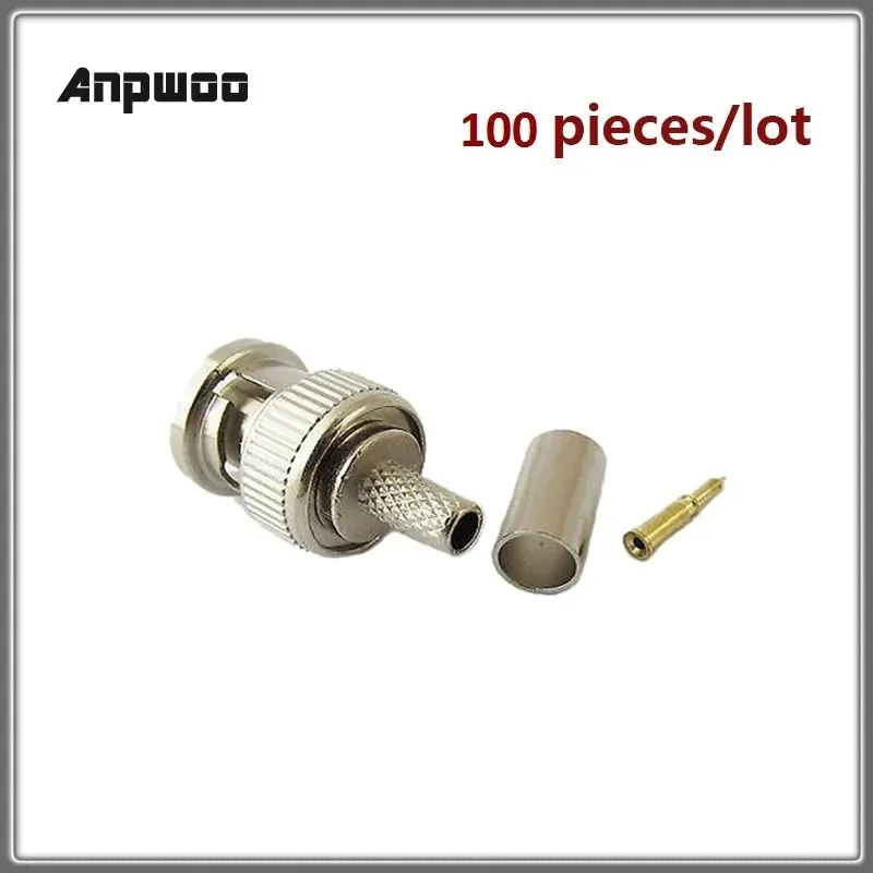 2024 3-Piece BNC RG58 RG59 RG60 Male Plug Crimp Connectors for CCTV Camera Connect Anpwoo BNC Communication Converter sercurity IPCfor BNC connector crimping