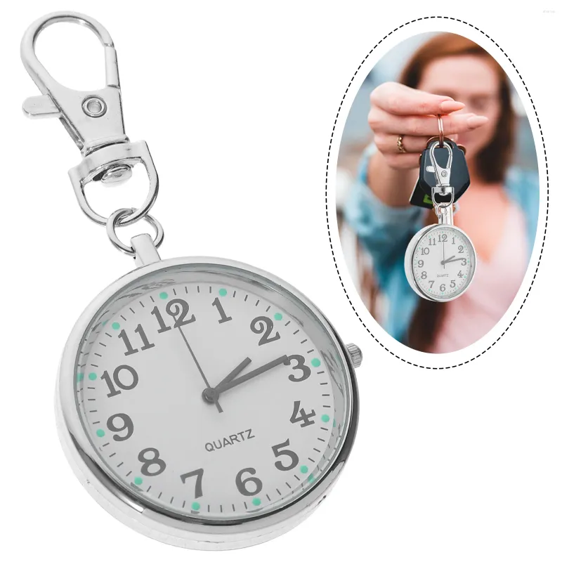 Table montres de poche Regarder Clip-on Round en acier inoxydable pour les infirmières Femmes Elder Sanging Pendant Prendant Keychain