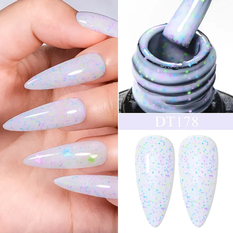 Möt över 7 ml Purple Cheese Glitter Gel Nail Polish Macaron UV LED Semipermanent Lack Art 240425