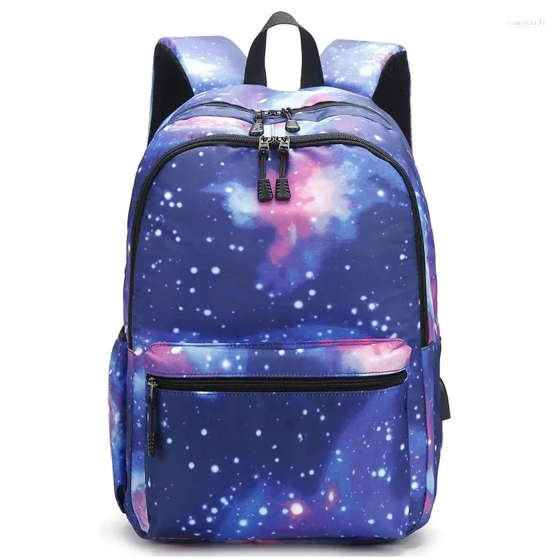 Backpack Galaxy School College Laptop USB Carica Porta per adolescenti per ragazzi Bags Star Universe Space Bookbags