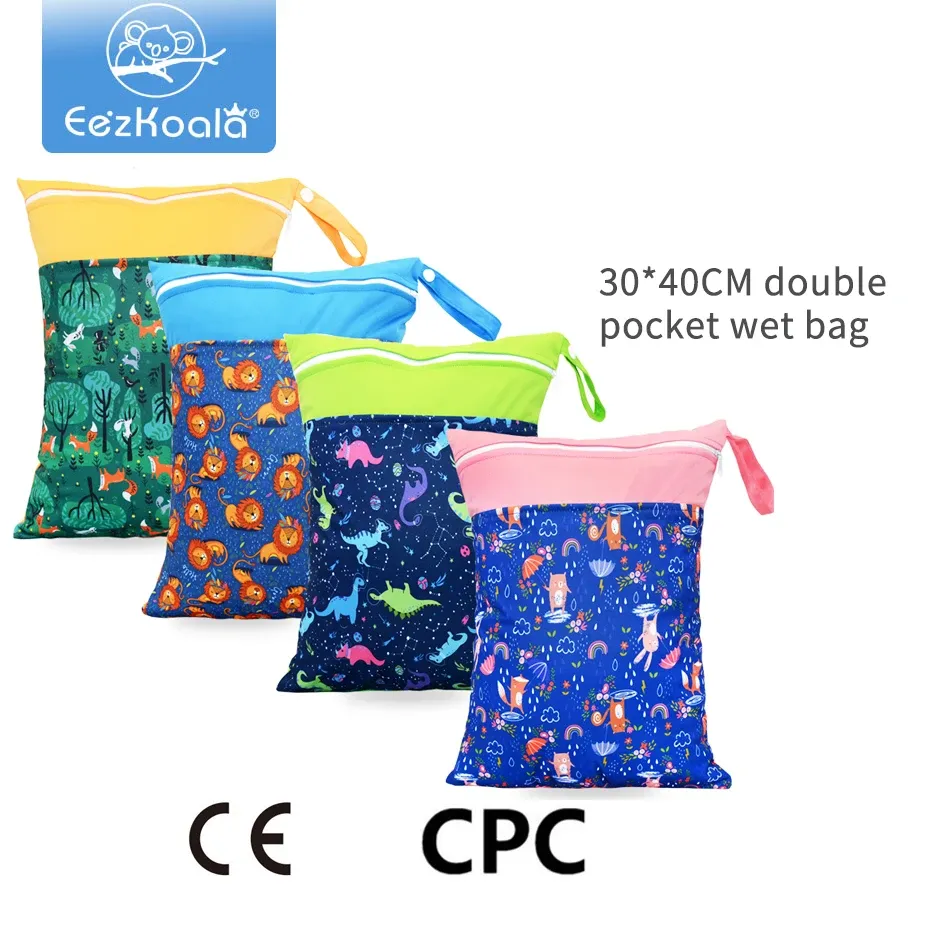 Bolsas Eezkoala Baby Phyper Bag Impresión impermeable Pañera seca Dry Pack Travel Outdoor Zipper Bolso Bolsas de almacenamiento de pañales Strollerwet